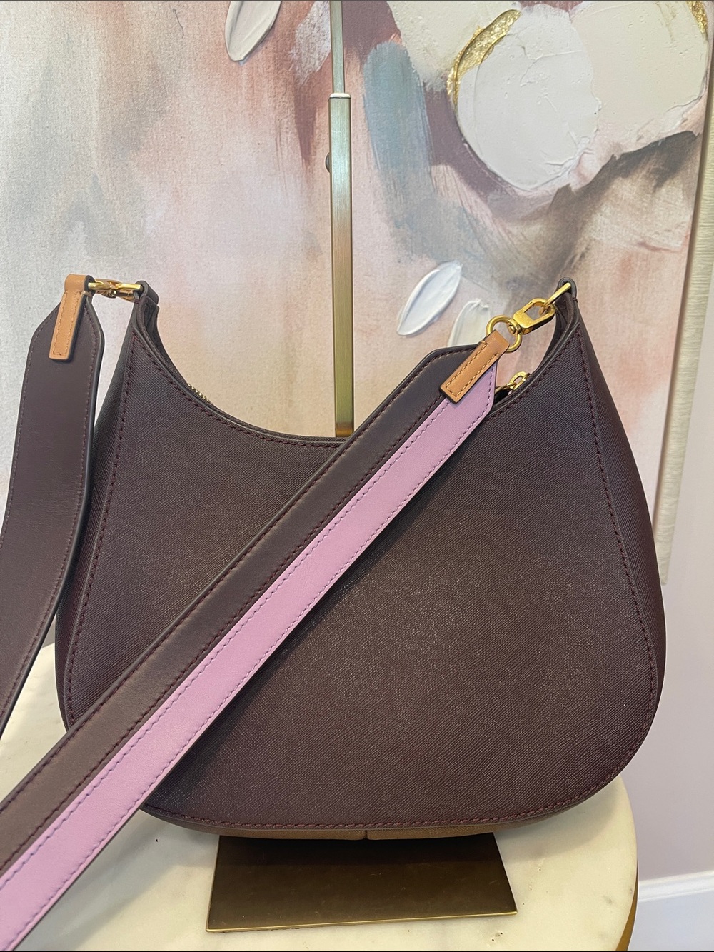 Tory Burch Emerson Bag with Purple & Burgundy Strap - Picture 6 of 9